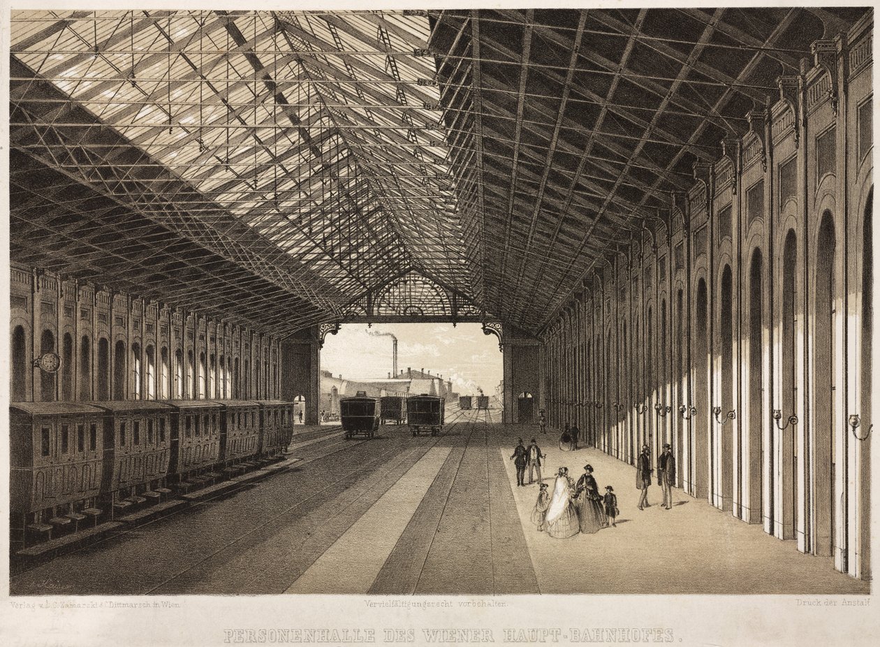 Interior, de, a, central, estação de comboios, viena de German School