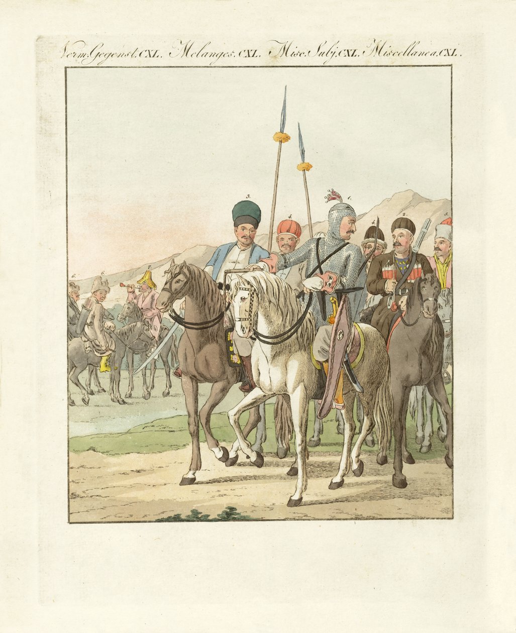 Cavalaria russa leve e irregular (gravura colorida) de German School
