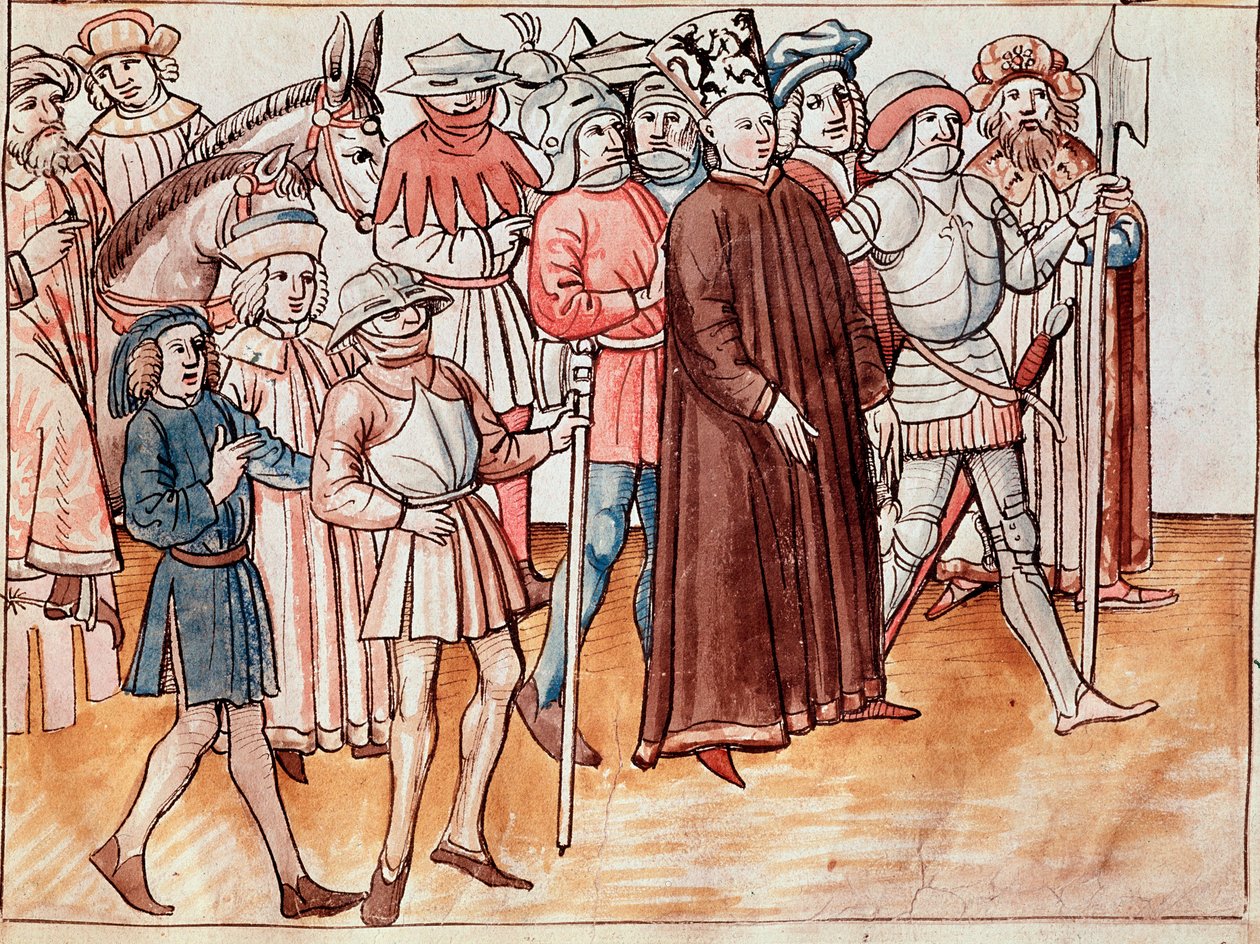 Jan Hus é capturado e condenado à estaca (Miniatura de German School
