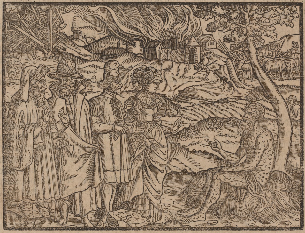 Trabalho coberto com furúnculos c.1525 (xilogravura) de German School