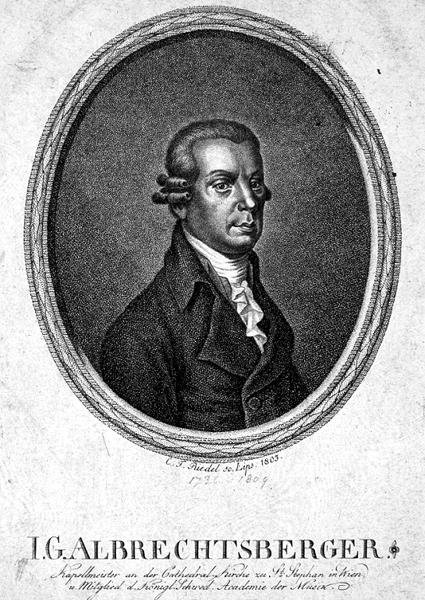 Johann Georg Albrechtsberger (1736-1809) gravado por C.F. Riedel de German School