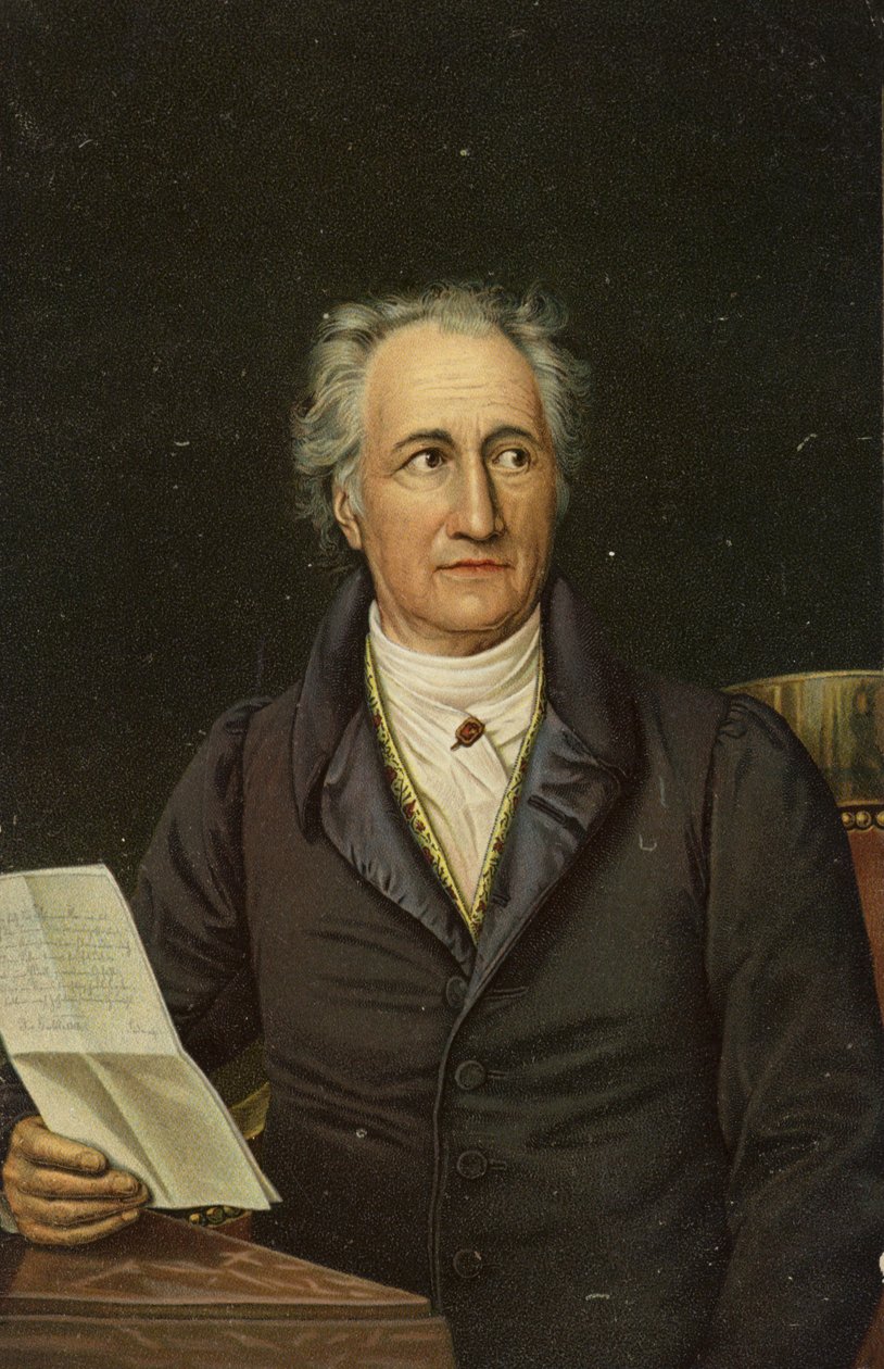 Johann Wolfgang von Goethe (1749-1832), poeta, romancista e dramaturgo alemão (cromólito) de German School