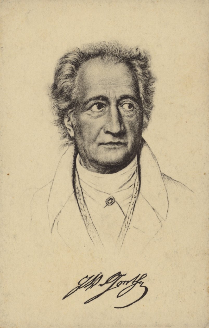 Johann Wolfgang von Goethe (1749-1832), poeta, romancista e dramaturgo alemão (litografia) de German School