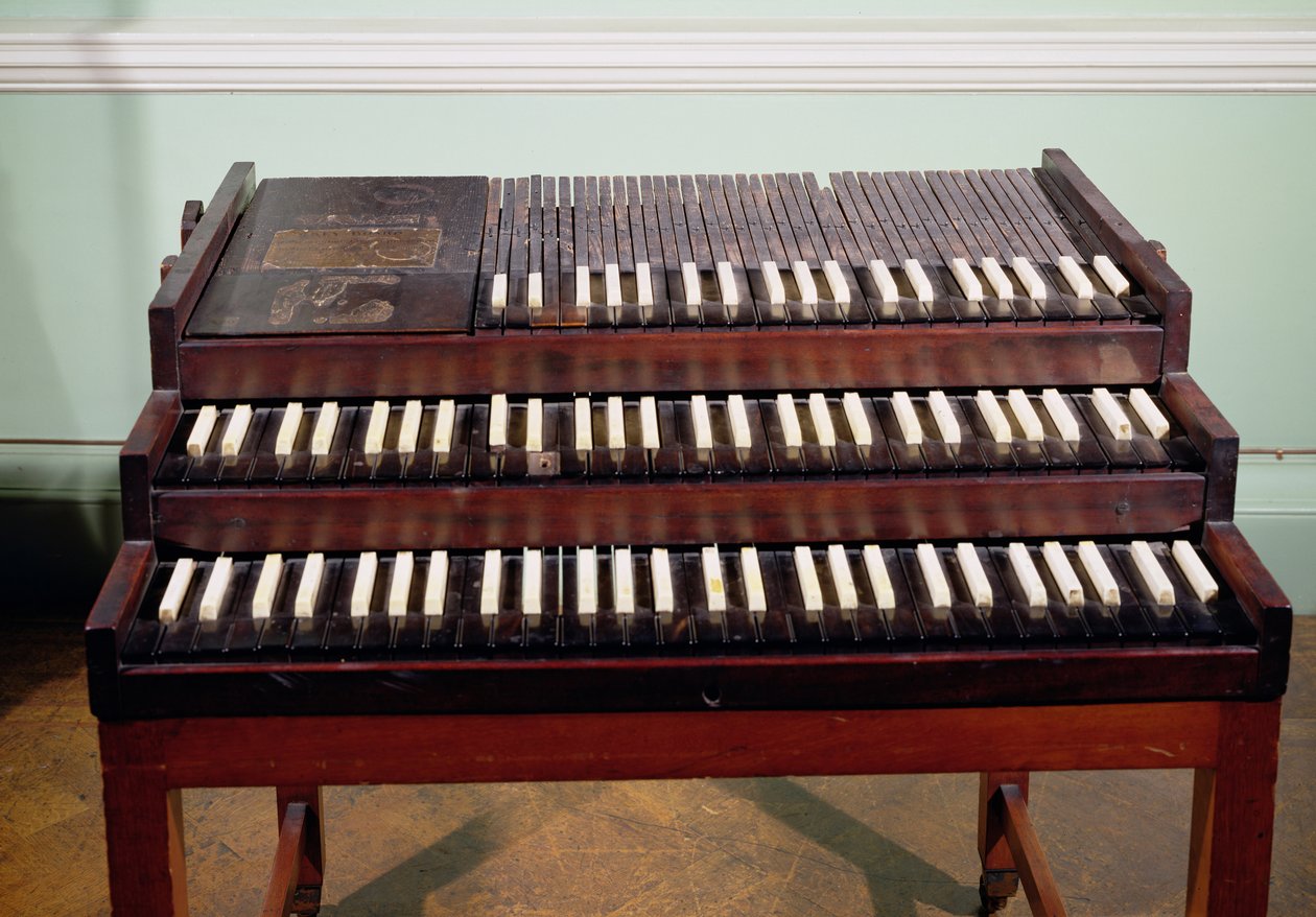Teclado do órgão original apresentado por George Frederick Handel (1685-1759) para a Chapel of the Foundling Hospital, em Londres de German School