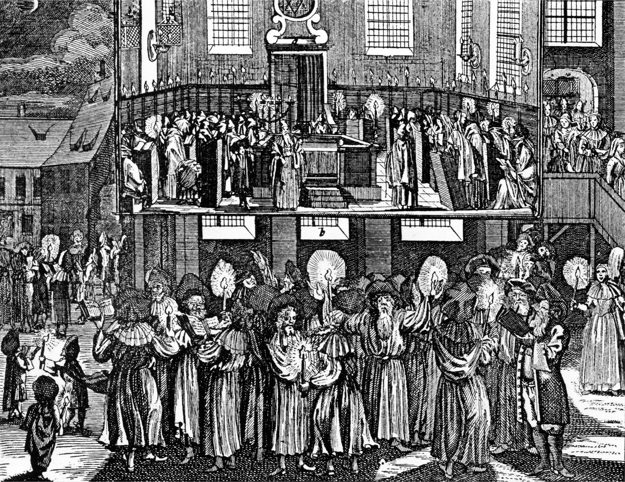 Kiddush Levana por Georg Puschner do Cerimonial Judeu de Kirchner, 1726 de German School