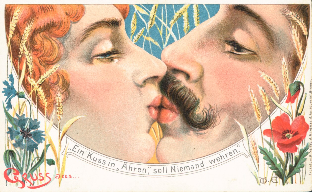Beijo (litografia a cores) de German School