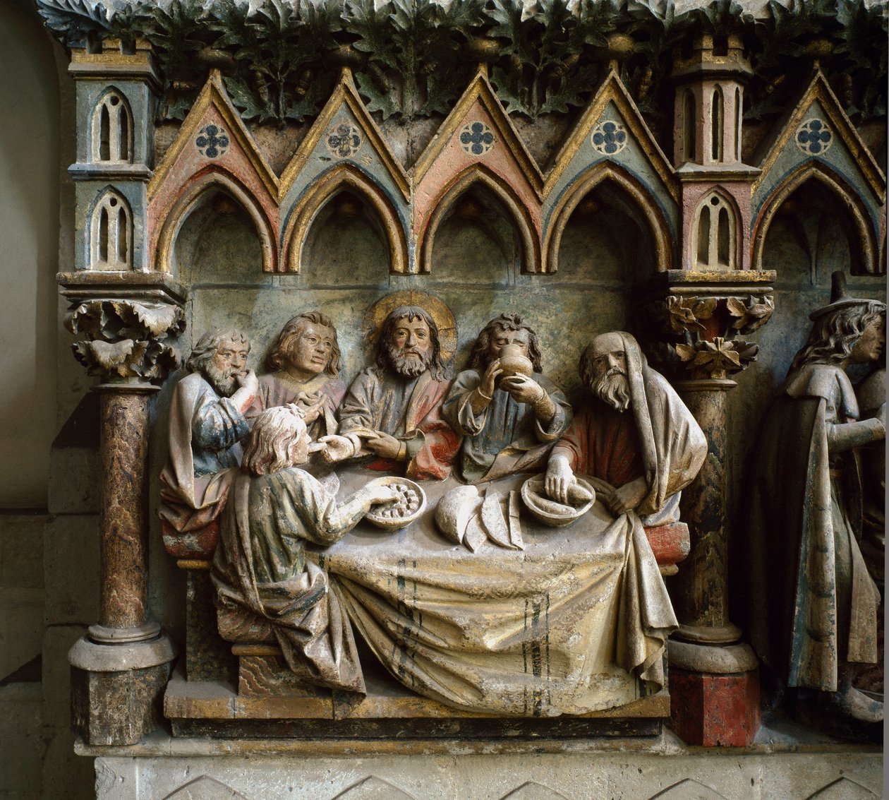 La Cene Alto relevo da escola alemã do século XIII. por volta de 1250 Catedral de São Pedro e Paulo, Naumburg, Alemanha de German School