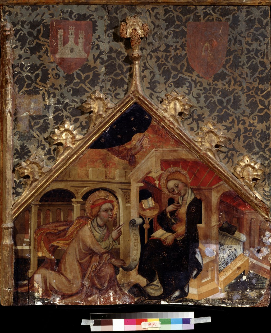 "A Anunciação" Pintura de blocos de madeira alemães do século XV Museu Pushkin, Moscovo de German School