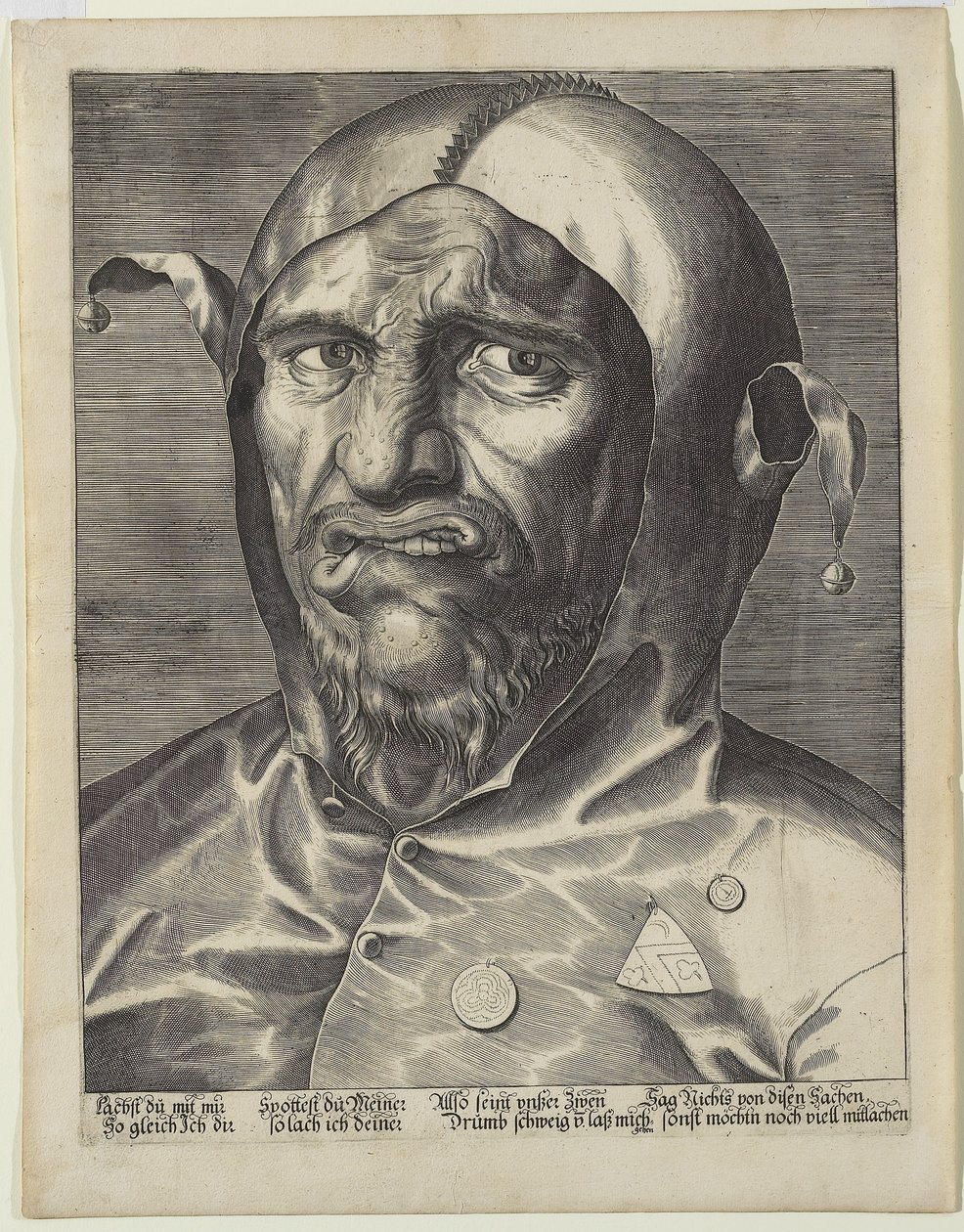 Cabeça grande de um bobo da corte, c.1600 de German School