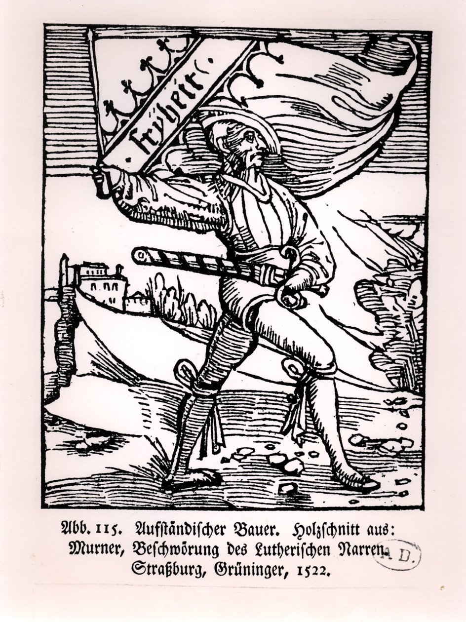 Liberdade, ilustração da revolta dos camponeses, 1522 de German School