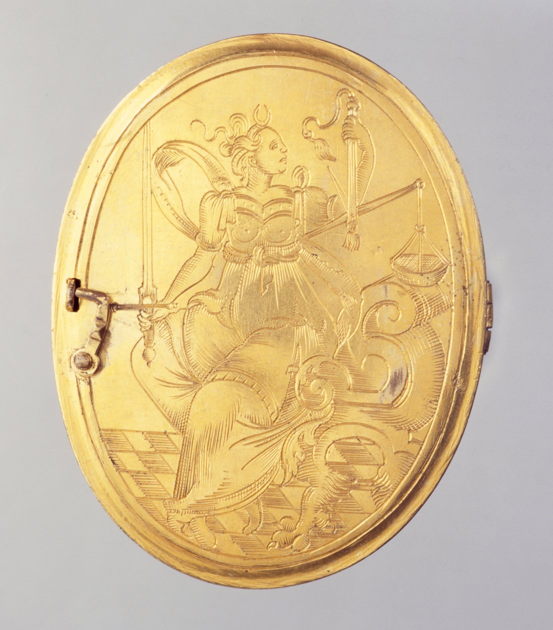 Medalhão contendo cera miniatura retrato de Landgrave Wilhelm IV (prata banhado a ouro) (ver também 312102 e 312134) de German School