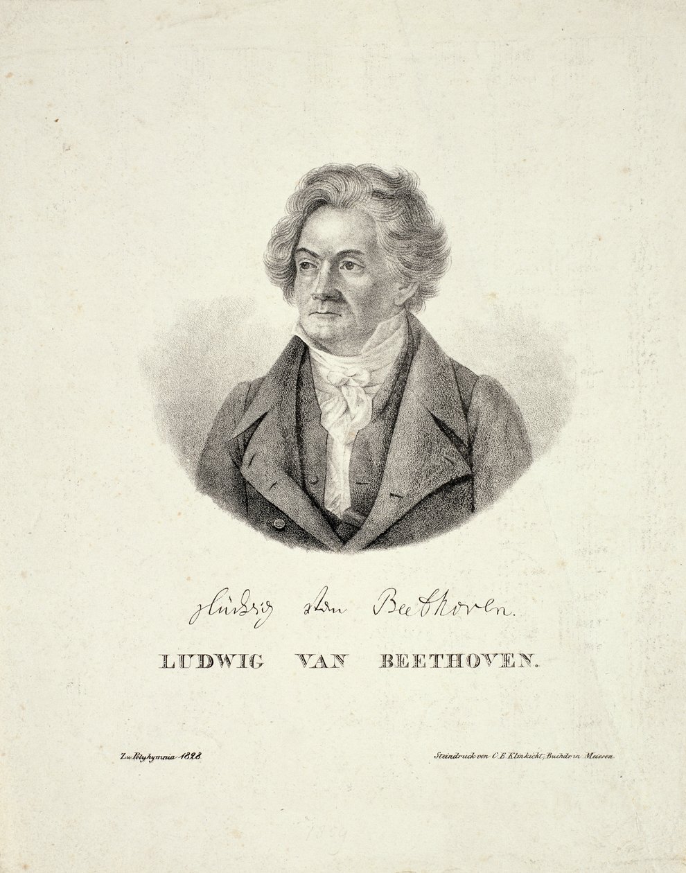 Ludwig van Beethoven (1770-1827) gravado por CF Klinkicht de German School