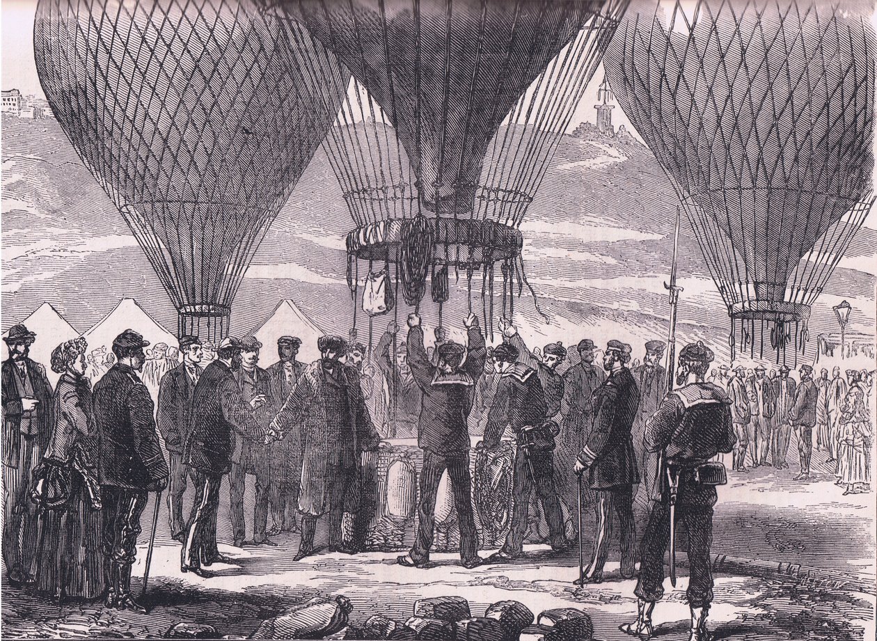 M Gambetta começando para Tours, Cassells História da Guerra entre a França e a Alemanha publicado por Cassell and Company Limited, c.1890 (litho) de German School