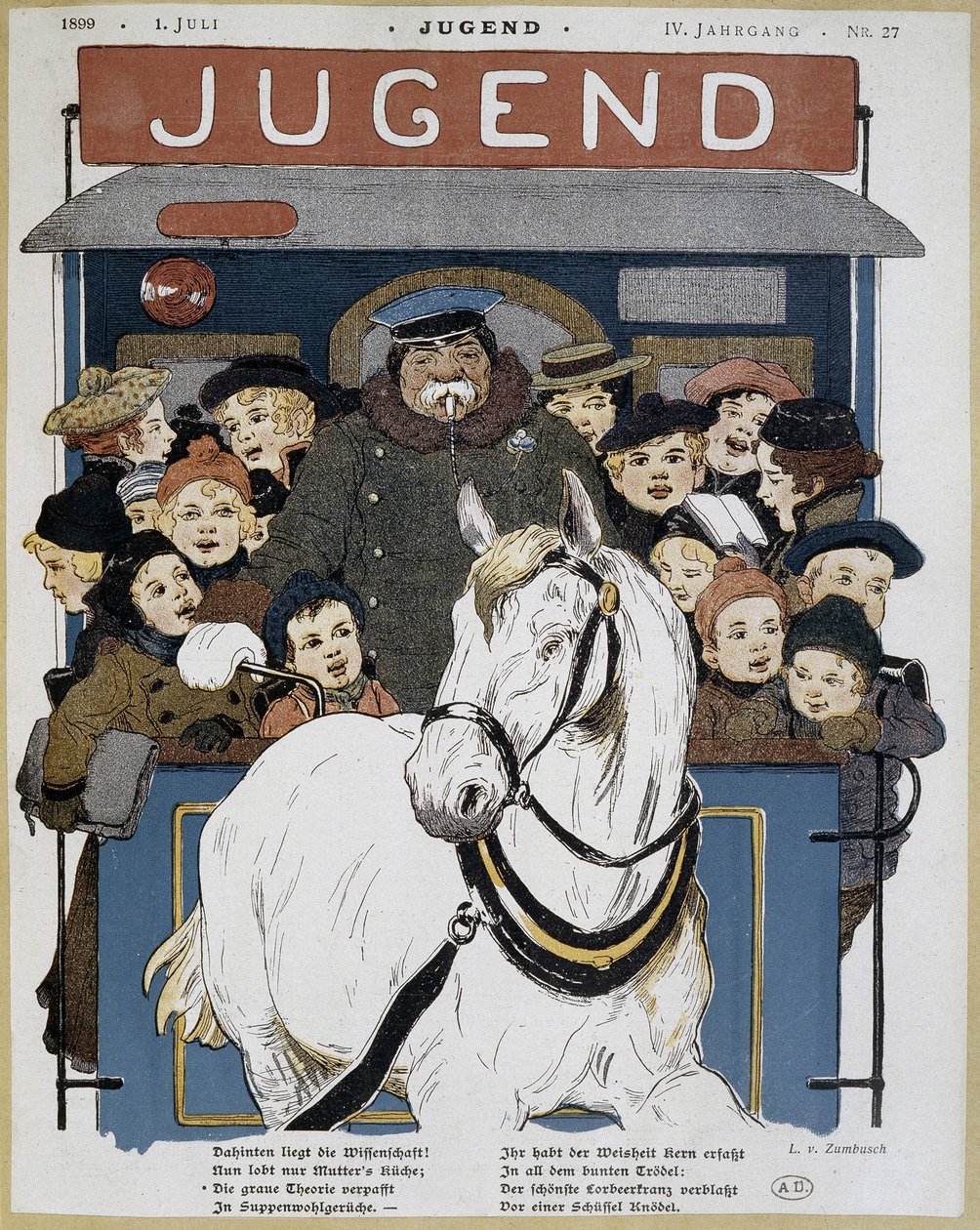 Muitas crianças em um ônibus - em "Jugend". de German School