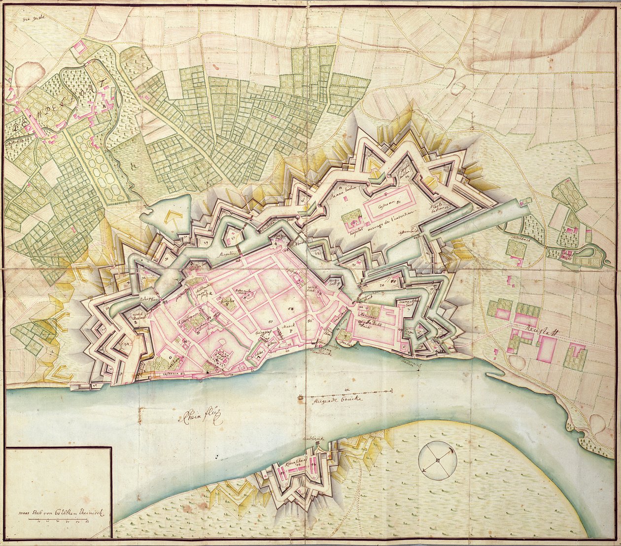 Mapa de Dusseldorf, 1736 de German School