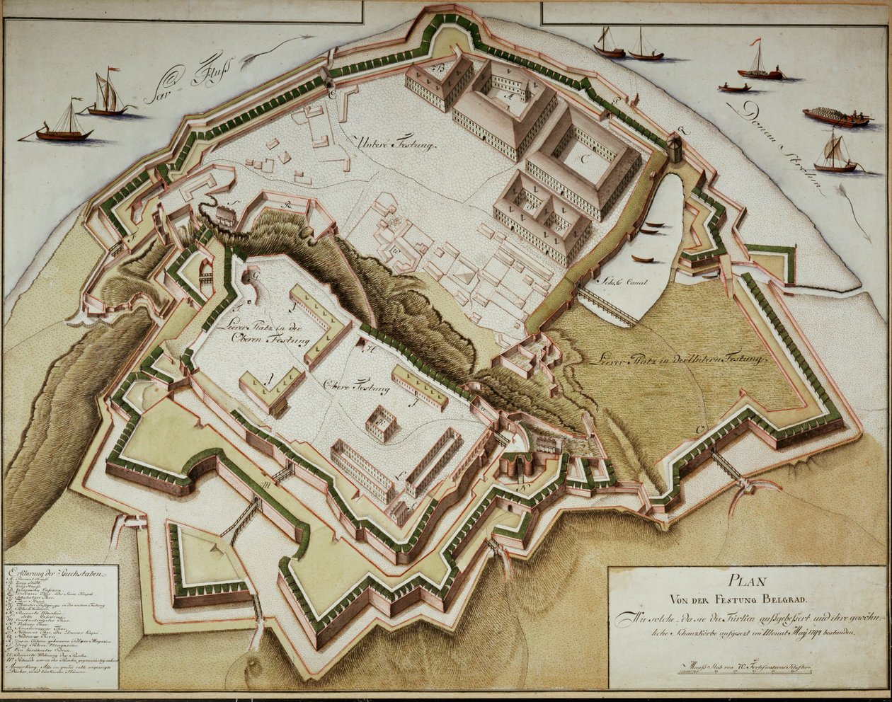Mapa da fortaleza de Belgrado após a sua conquista pelo marechal-de-campo Gideon Freiherr von Laudon ... de German School