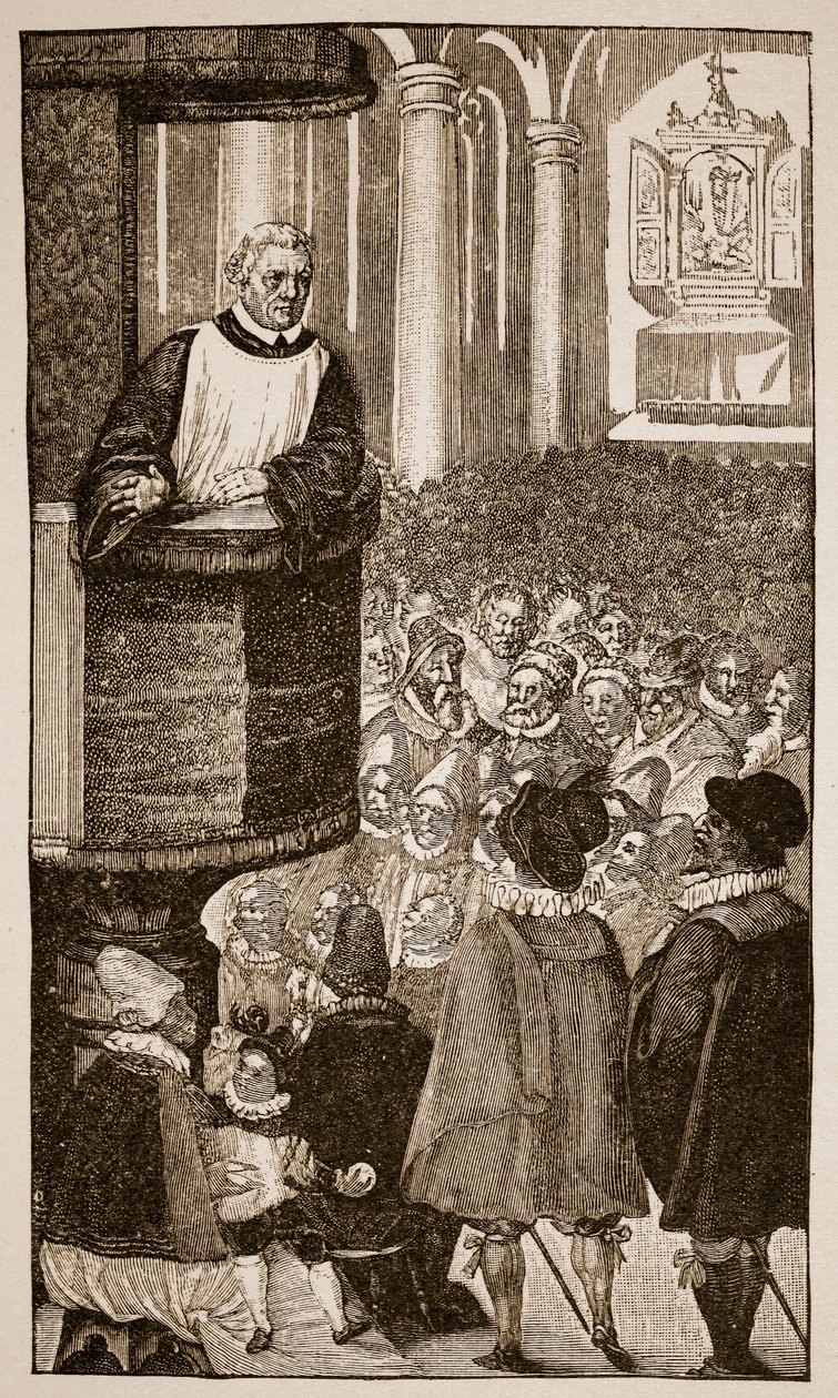 Martinho Lutero pregando, c.1517 de German School
