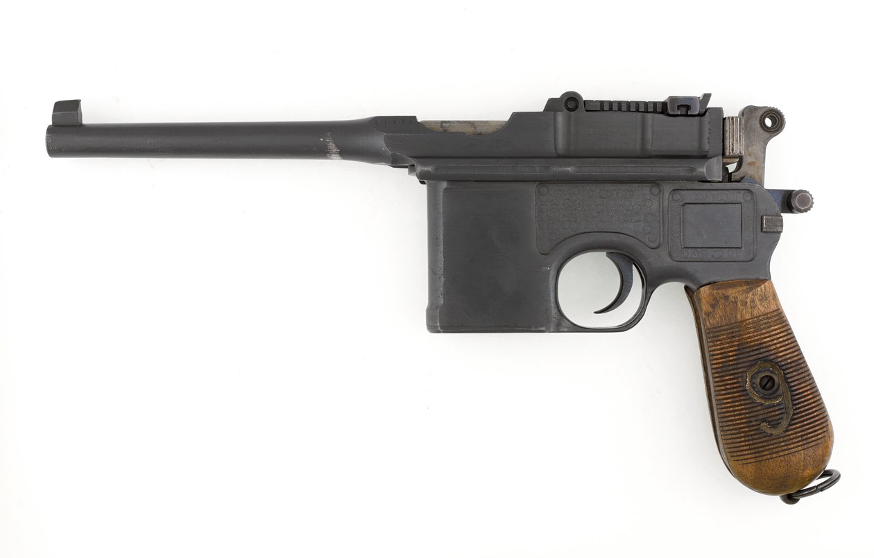 Mauser C96 pistola auto-carregadora de 9 mm, modelo Export convertido em Parabellum de 9 mm (pistola, auto-carregadora, Mauser, conversão C96 de 9 mm) de German School