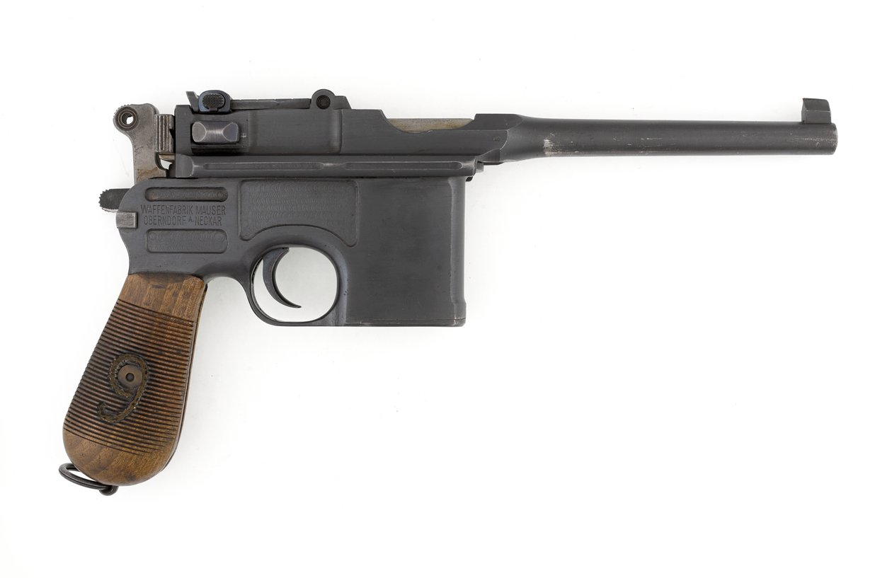 Mauser C96 pistola auto-carregadora de 9 mm, modelo Export convertido em Parabellum de 9 mm (pistola, auto-carregadora, Mauser, conversão C96 de 9 mm) de German School