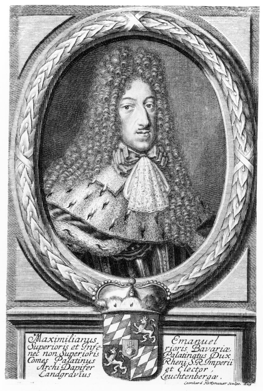 Maximiliano II Emanuel (1662-1726), gravado por Leonard II Heckenauer (165060-c.1704) de German School