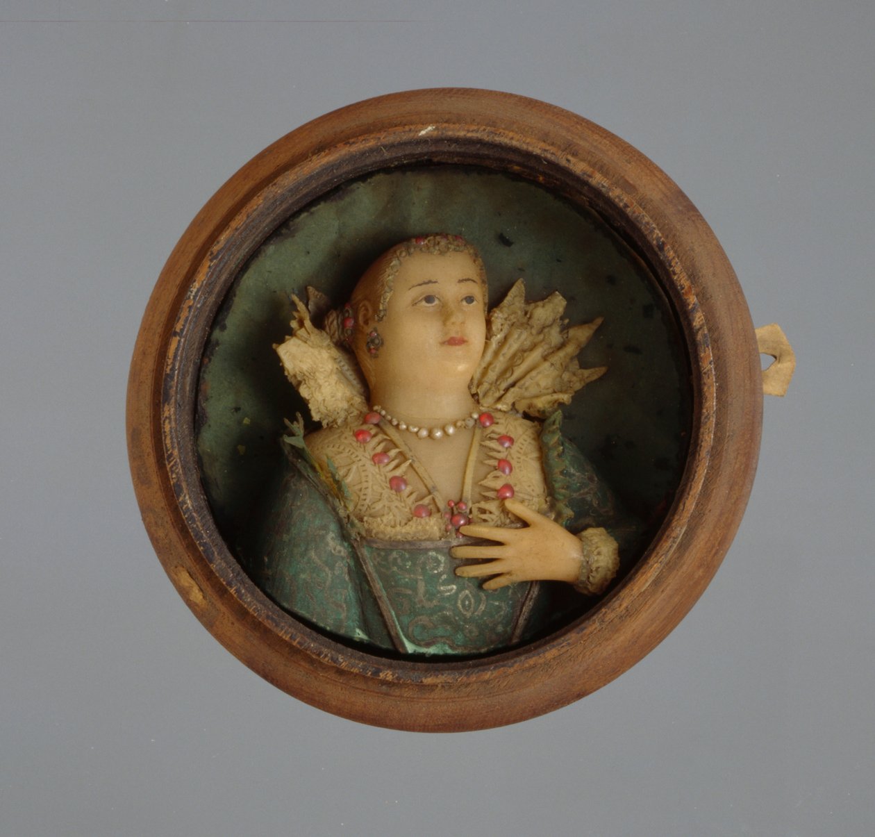 Retrato em miniatura, c.1600 (cera, vidro e madeira) de German School