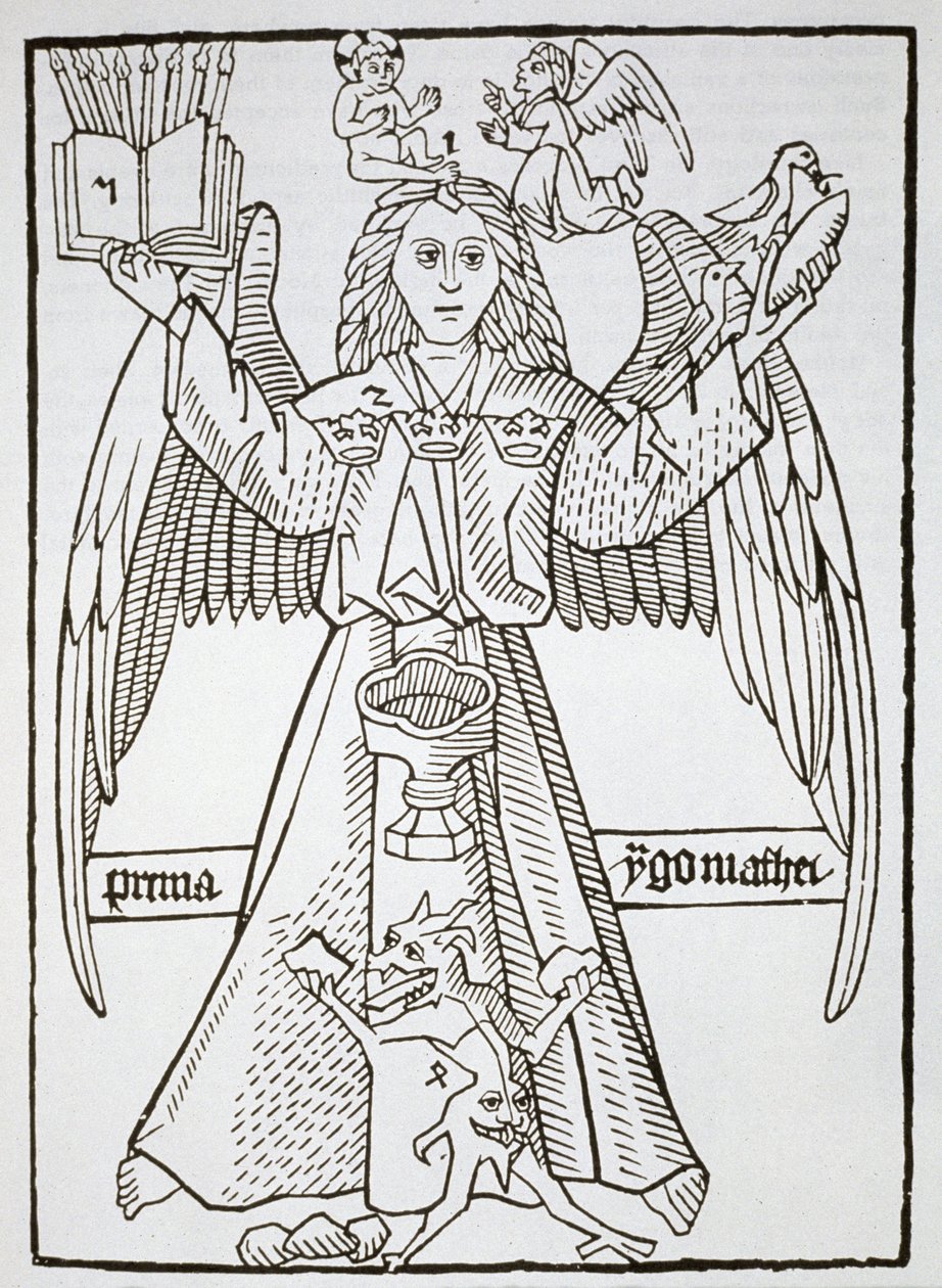 Figura mnemônica, de Ars Memorandi, c.1470, (reimpresso em 1883) ilustrado em uma história da magia publicada no final do século XIX de German School