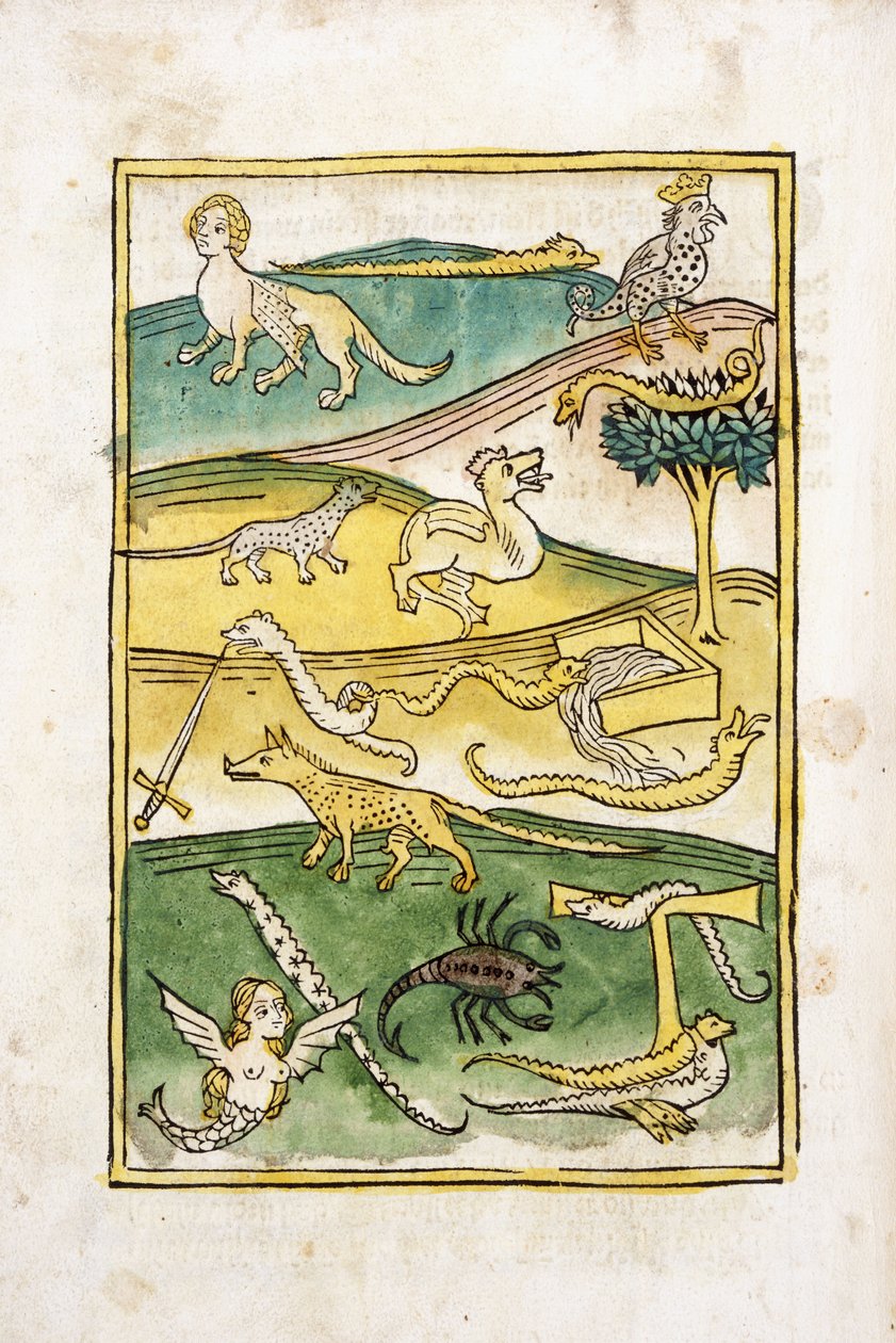 Monstros e cobras em uma paisagem, 1478 de German School