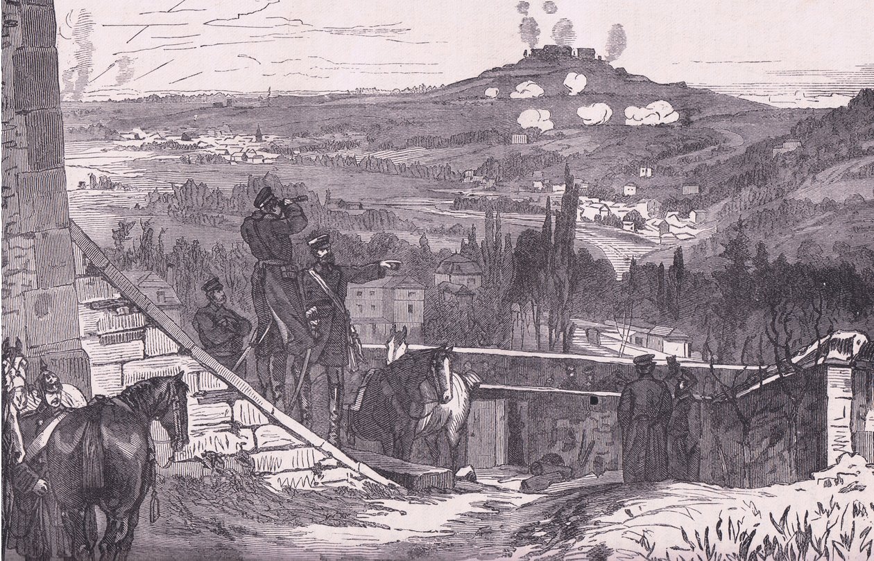 Mount Valerien durante o cerco, Cassells History of the War between France and Germany publicado por Cassell and Company Limited, c.1890 (litho) de German School
