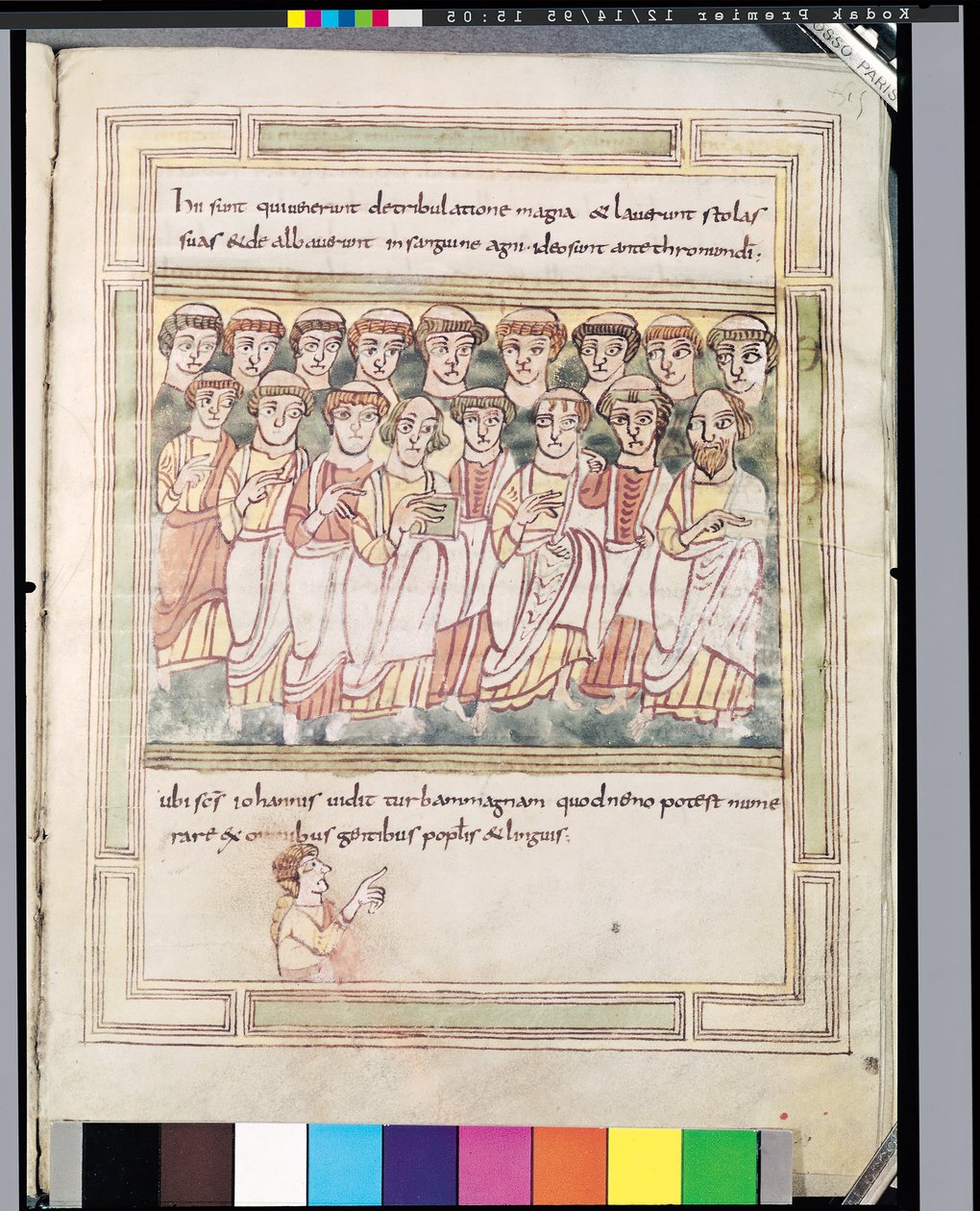Ms 99 fol.15v Grupo de dezessete homens, do Apocalipse de Valenciennes de German School