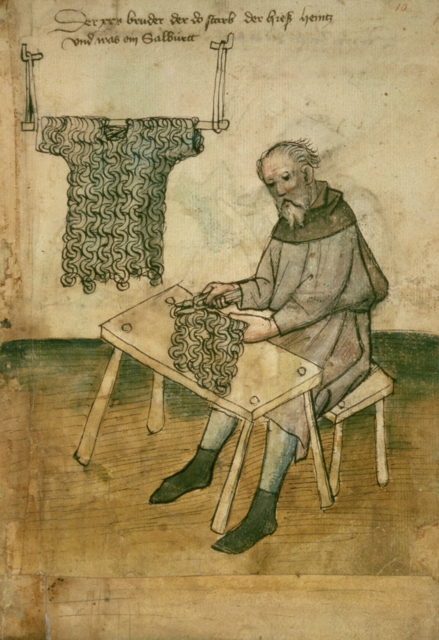 Senhora Amb 3172 armourer fazendo um hauberk de German School