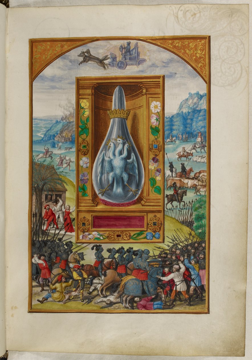 Ms Harley 3469, f.25 Pássaro de três cabeças em frasco, o Quarto Tratado, de 
