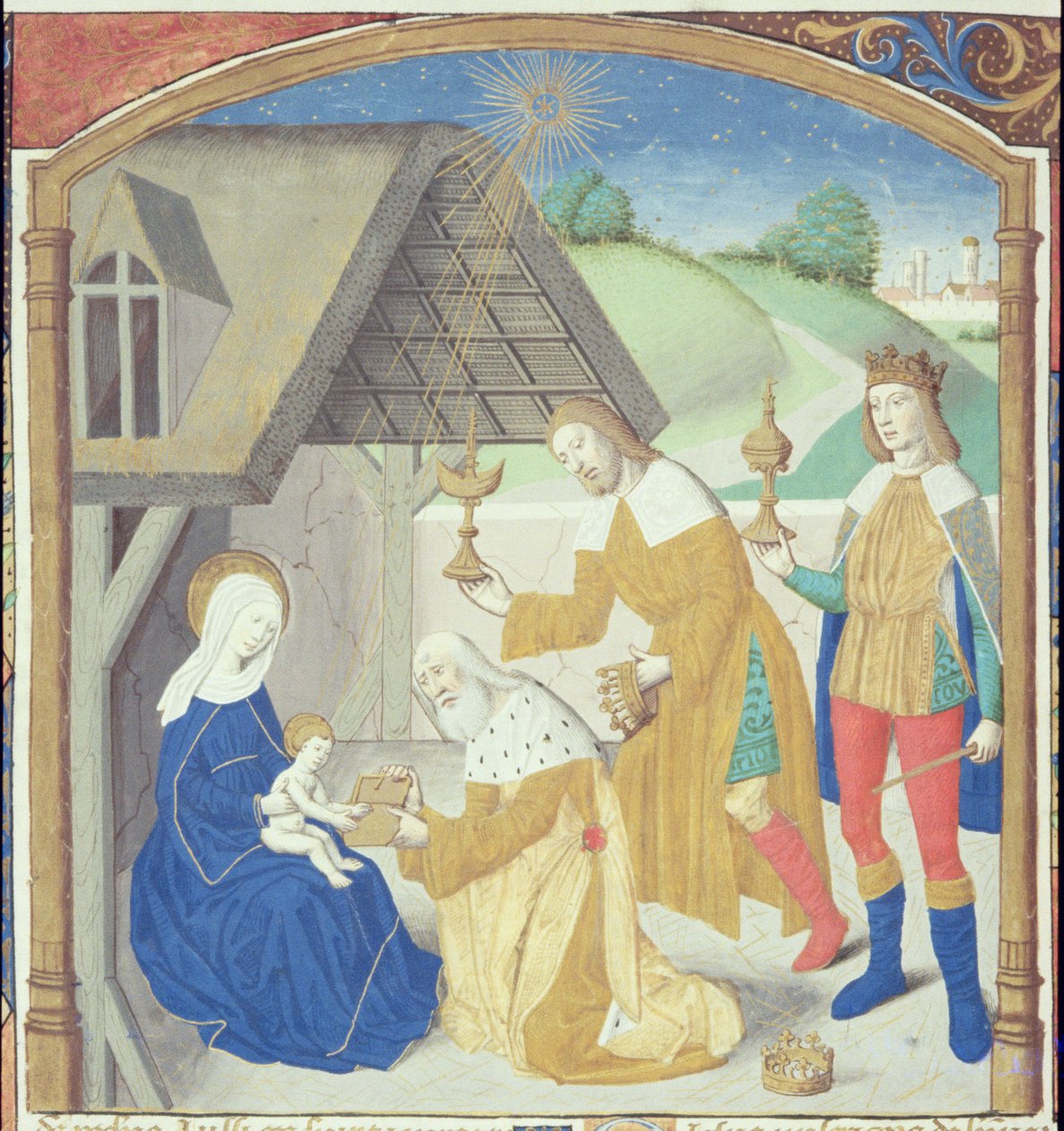 Sra. Hunter 36 f.44r Natividade, de Vita Christi, de Ludolf da Saxônia, c.1300-7778 de German School