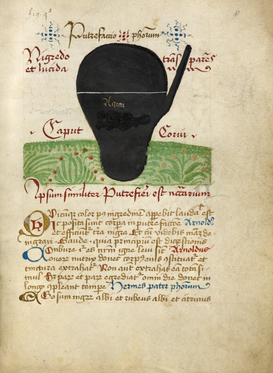 Ms Sloane 2560, f.8 dos Tratados Alquímicos, final do século XV (velino) de German School