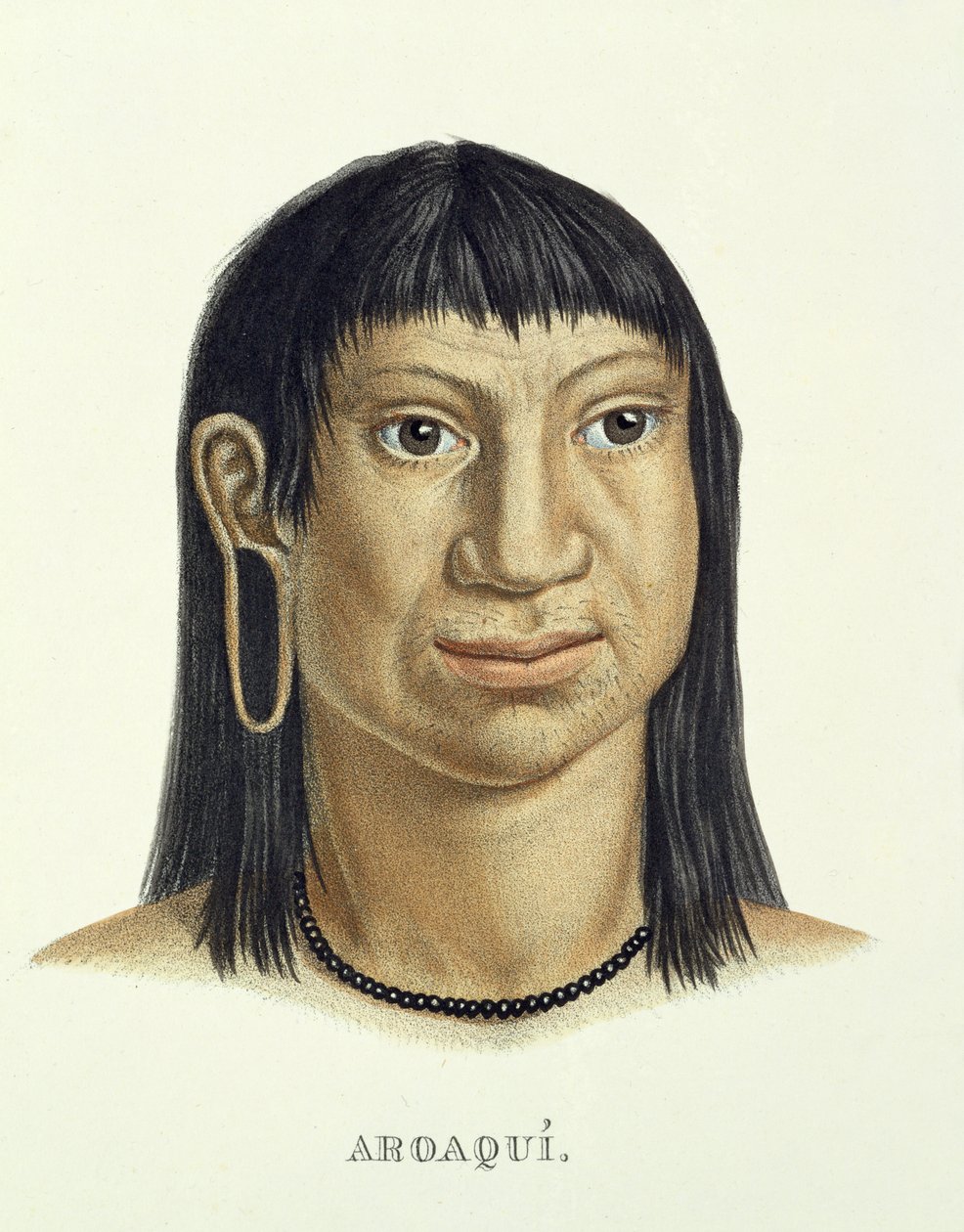 Homem nativo da tribo Aroaqui, de Atlas de uma viagem no Brasil por Johann Baptist von Spix (1781-1826) e Karl Friedrich Philipp Martius (1794-1868), publicado em 1835-50 de German School