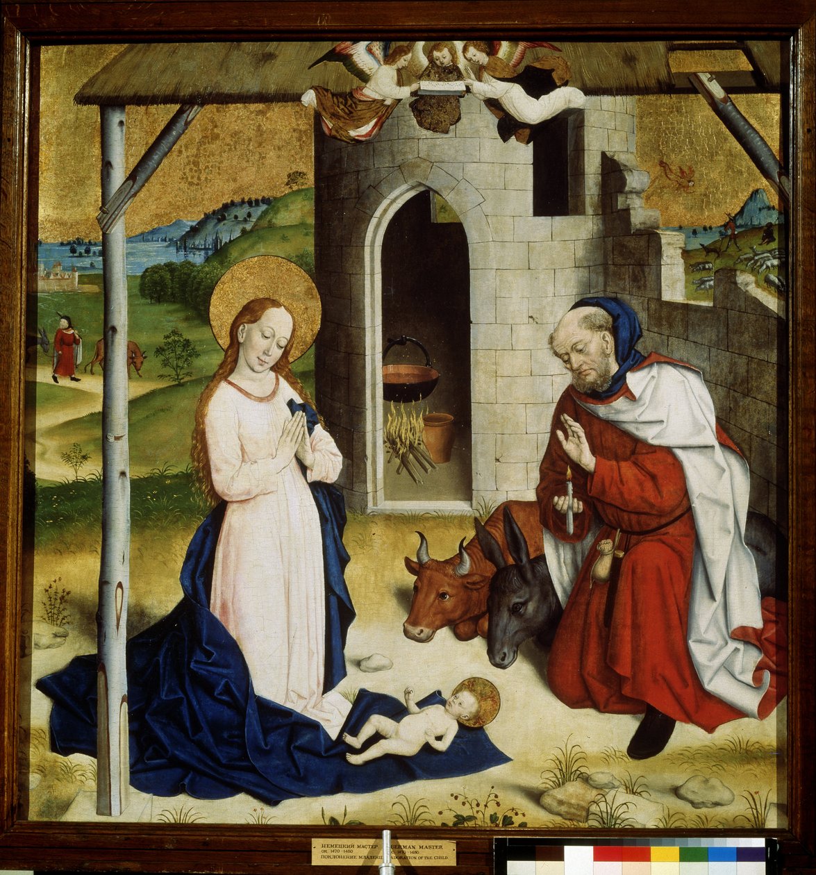 ""Nativite"" (A Adoração do Menino Jesus) Distemper da escola alemã. 1470-1480 Museu Pushkin, Moscou de German School