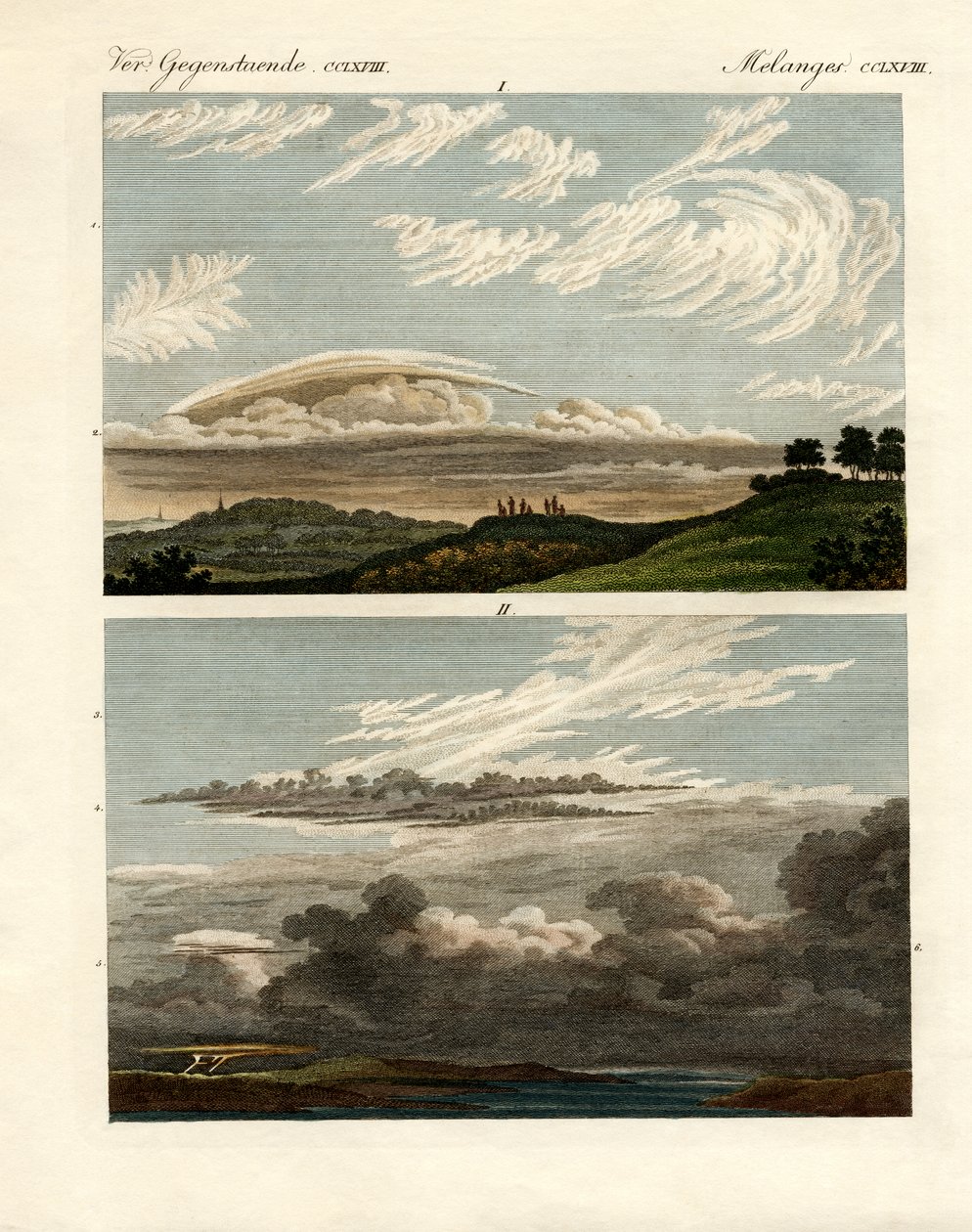 História natural das nuvens (gravura colorida) de German School
