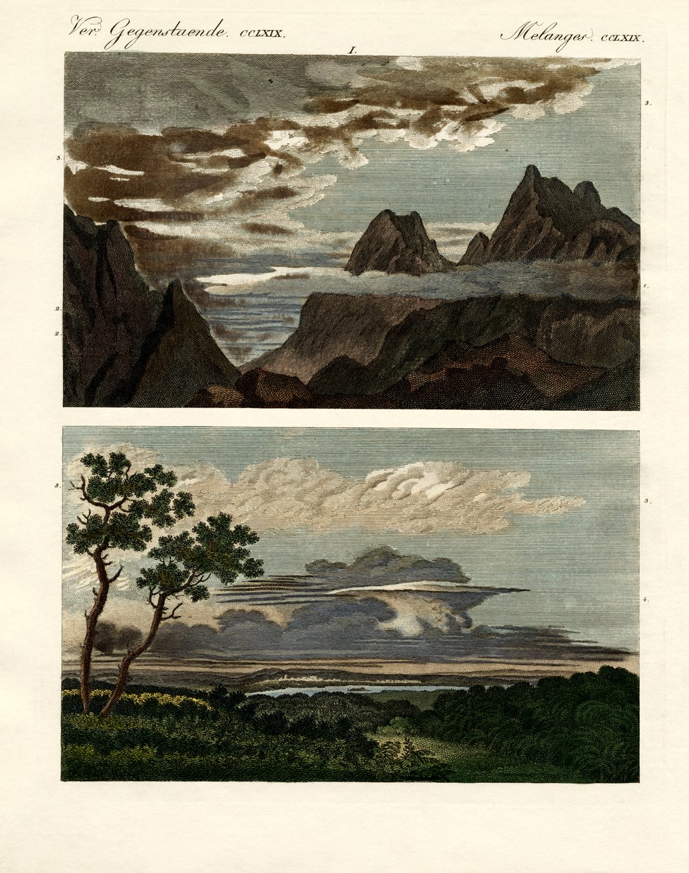 História natural das nuvens (gravura colorida) de German School