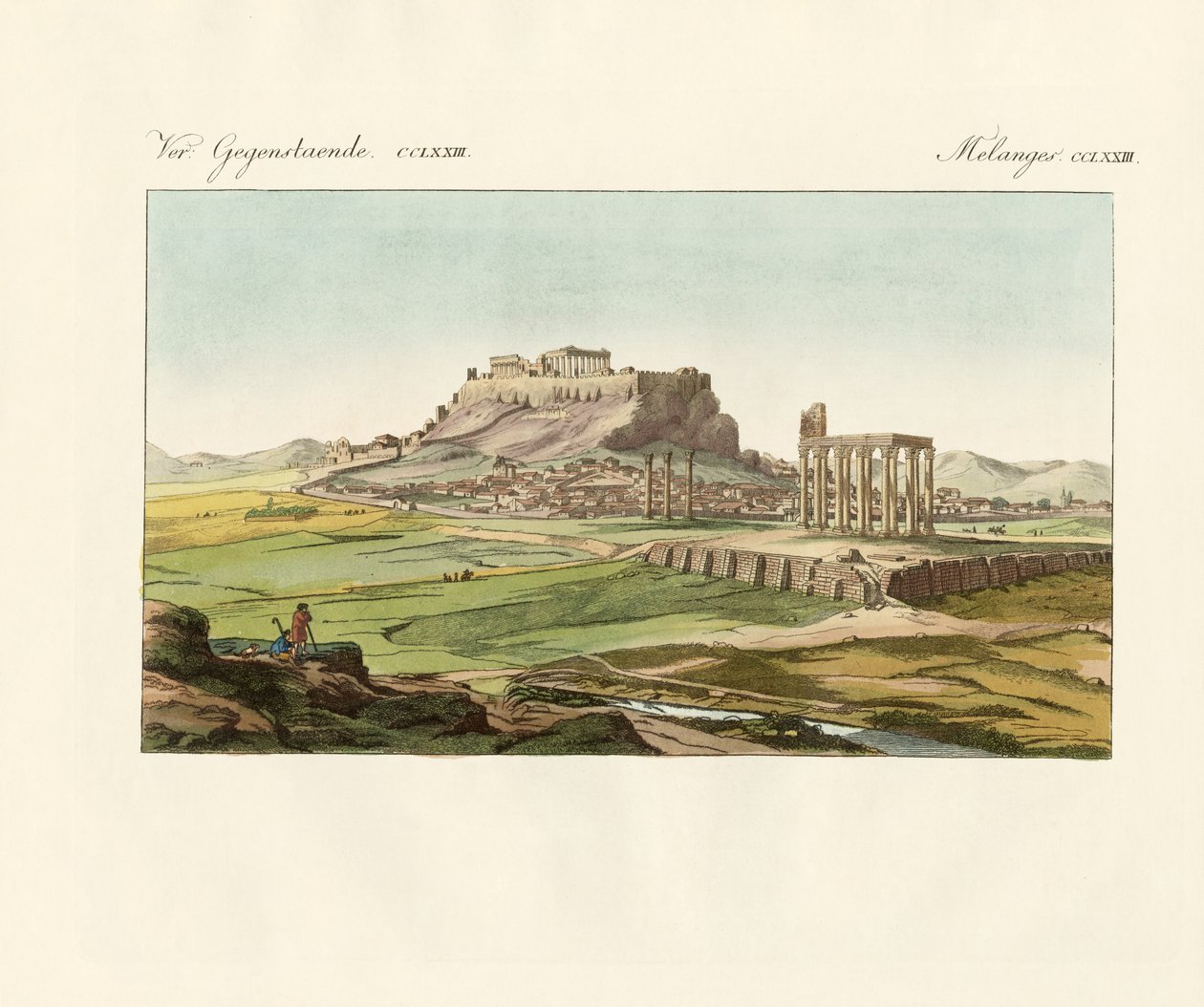 Nova Atenas sobre as cinzas da antiga (gravura colorida) de German School