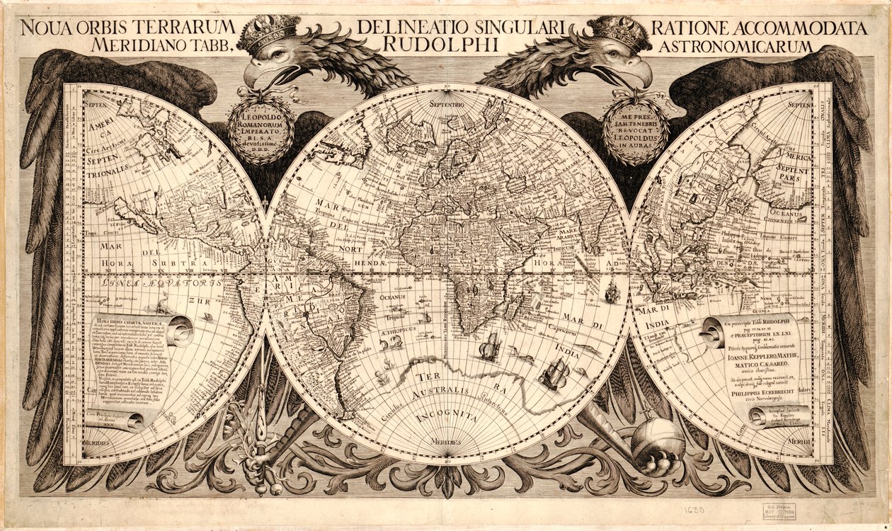 Um novo mundo, de "mesa Rodolphine" por Johannes Kepler, 1627-1630 de German School