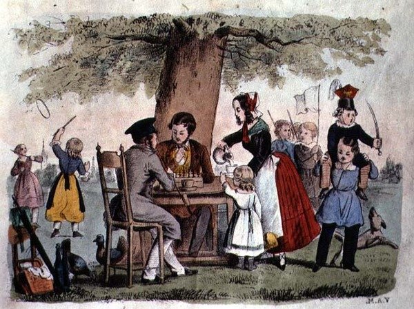 Open Air Games, Alemanha, c.1860 (gravação a cores) de German School
