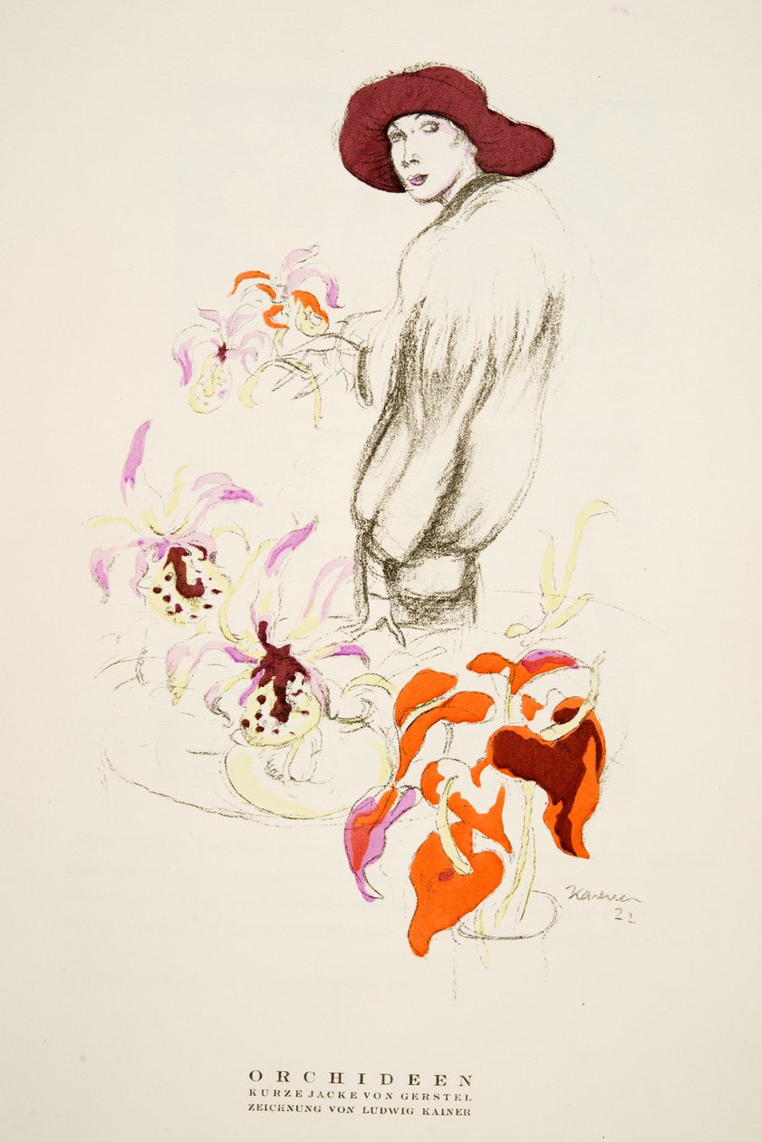Orchideen, Short Jacket by Gerstel, from Styl, pub.1922 (pochoir print) de German School
