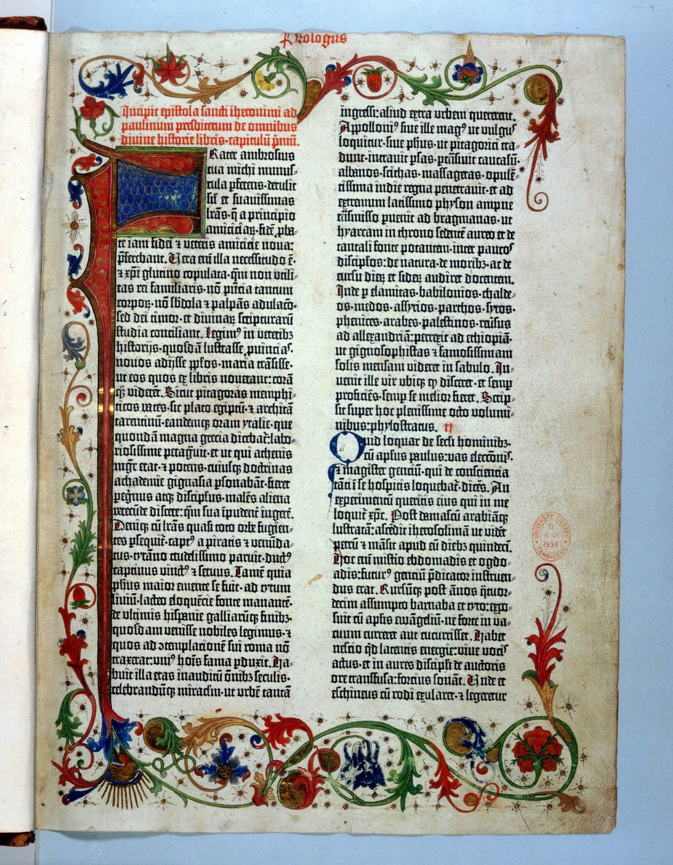 Página da Bíblia de Gutenberg, Mainz, c.1455 de German School