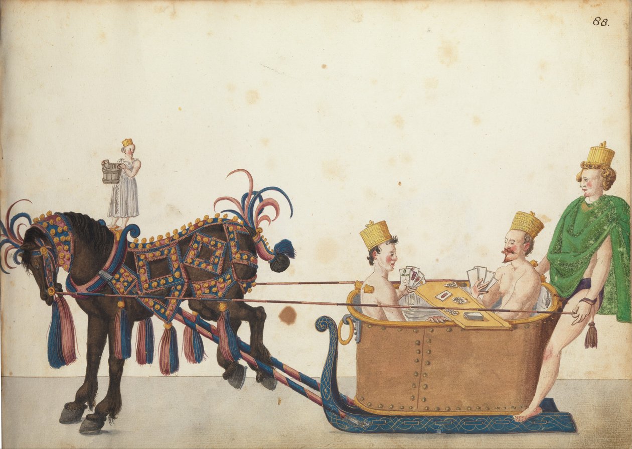 Trenó de concurso no desfile, c.1640 de German School