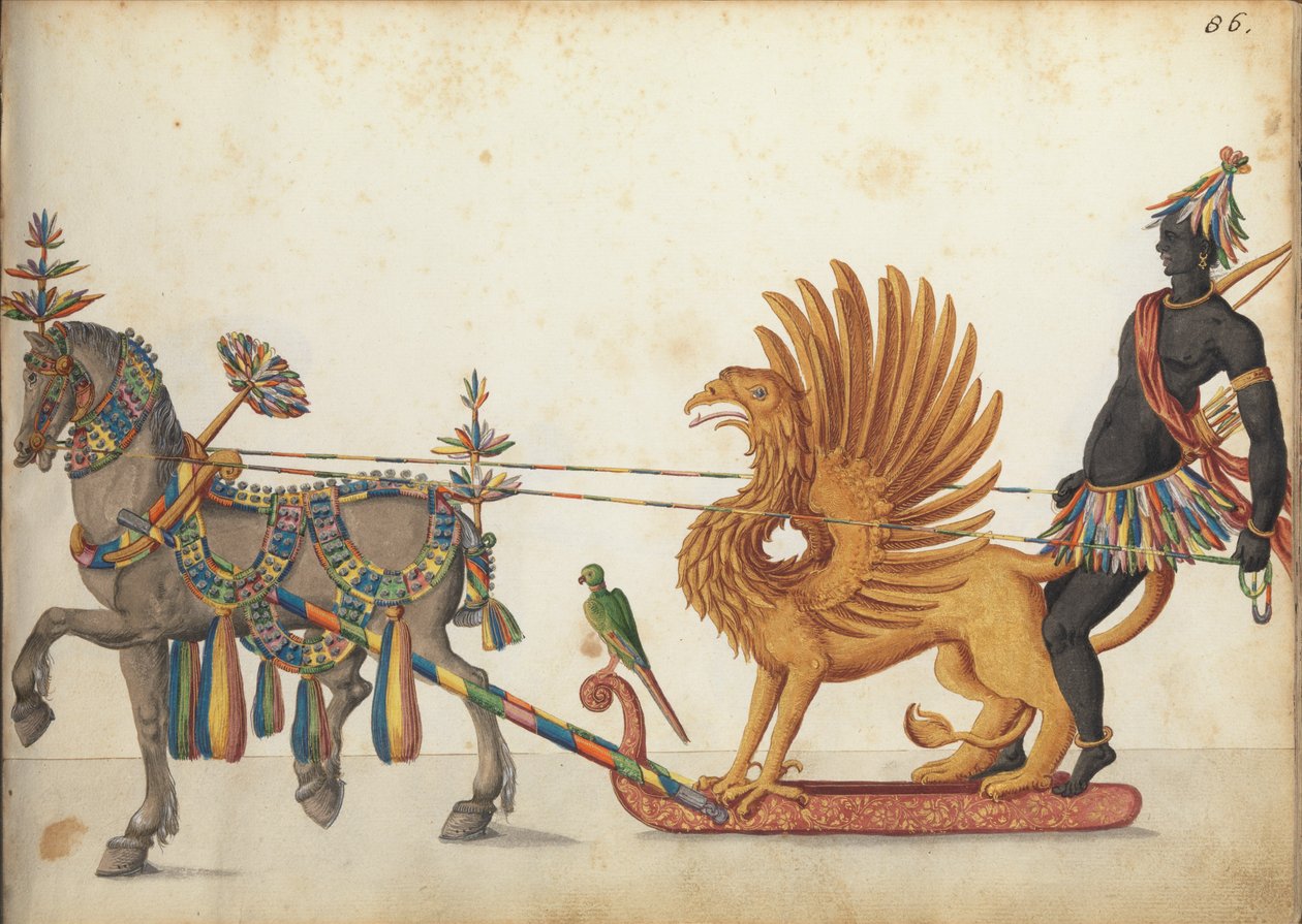 Trenó de concurso no desfile, c.1640 de German School
