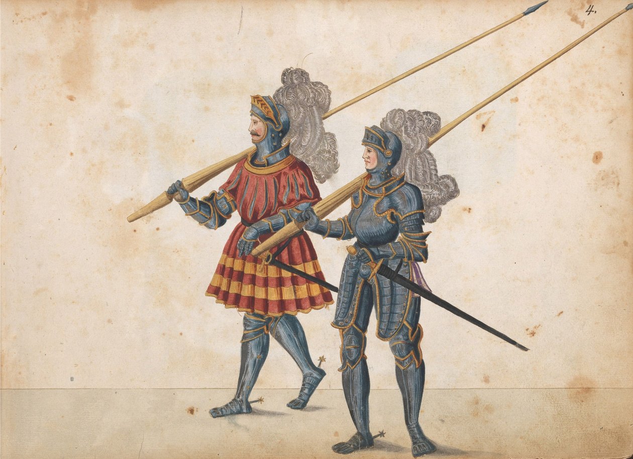 Desfile de um torneio, c.1640 (caneta e tinta, aquarela e lavagens) de German School