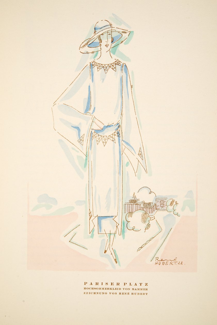 Pariser Platz, Roupa de Verão da Hammer, de Styl, pub.1922 (impressão pochoir) de German School