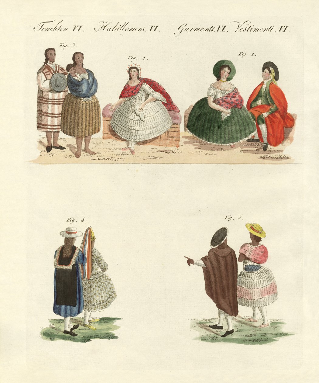 Vestidos peruanos (gravura colorida) de German School