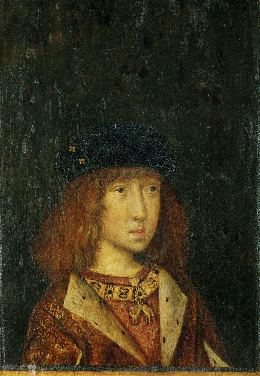 Philipp der Schoene, rei de Espanha, 16 anos ... (pintura sobre madeira) de German School