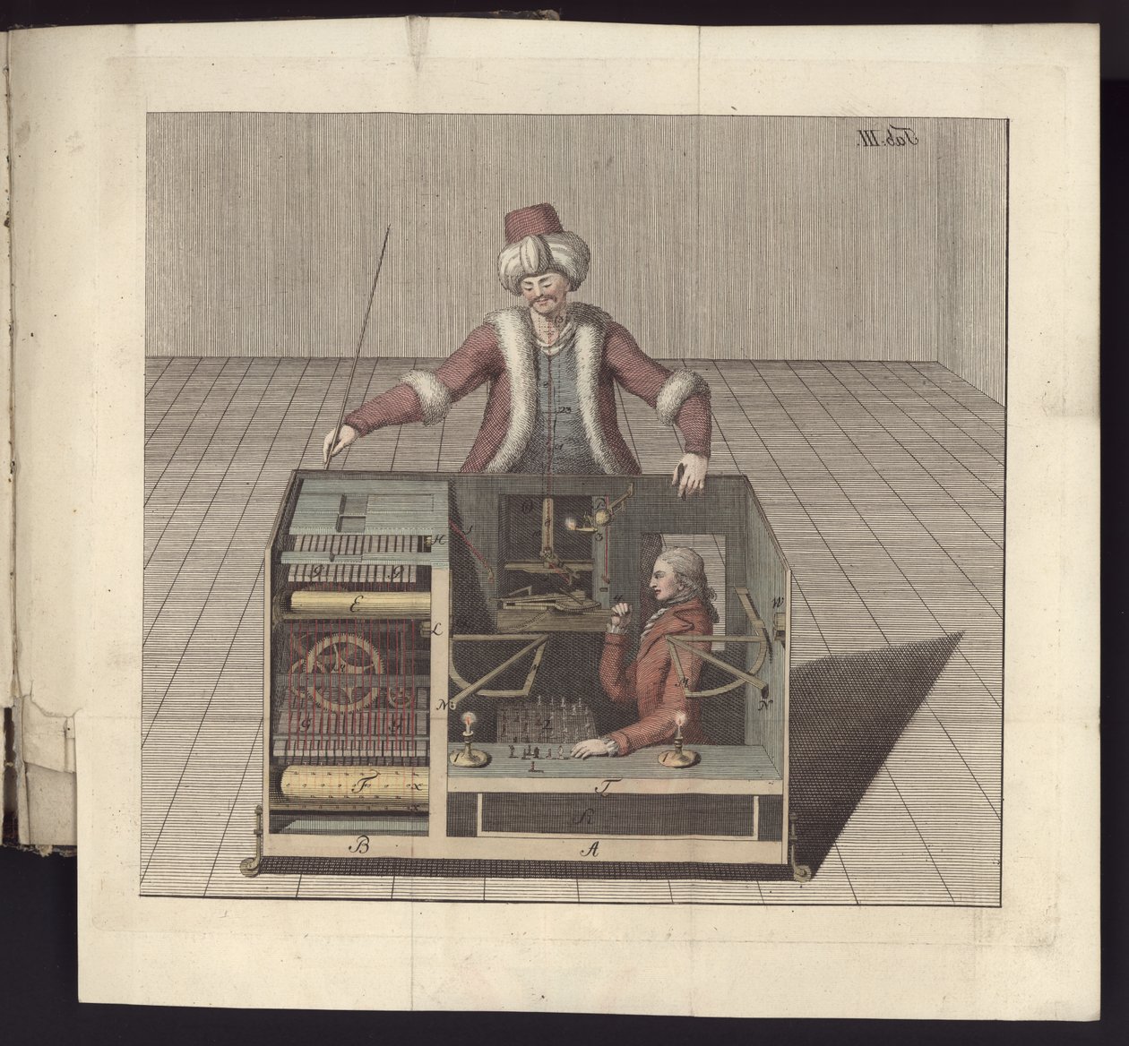 Placa III, Sobre o jogador de xadrez do Senhor de Kempelen e sua réplica, Leipzig e Dresden: Jo. Gottl. Breitkopf, 1789 de German School