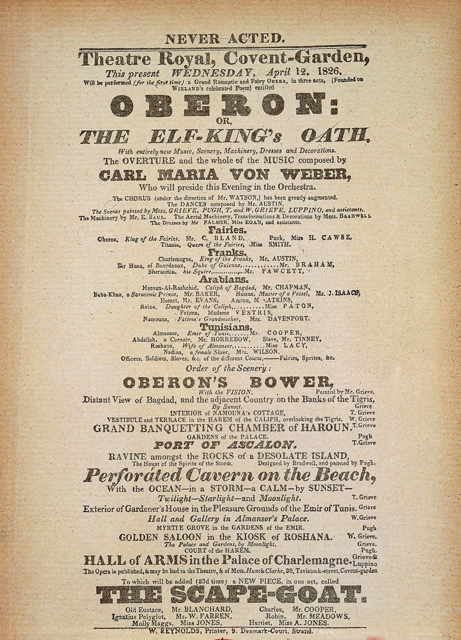 Playbill da primeira apresentação de 